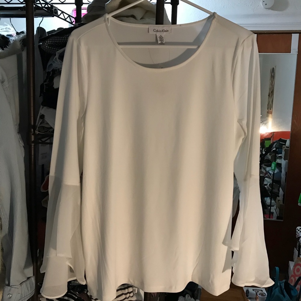 Calvin Klein ruffle flared sleeve top
